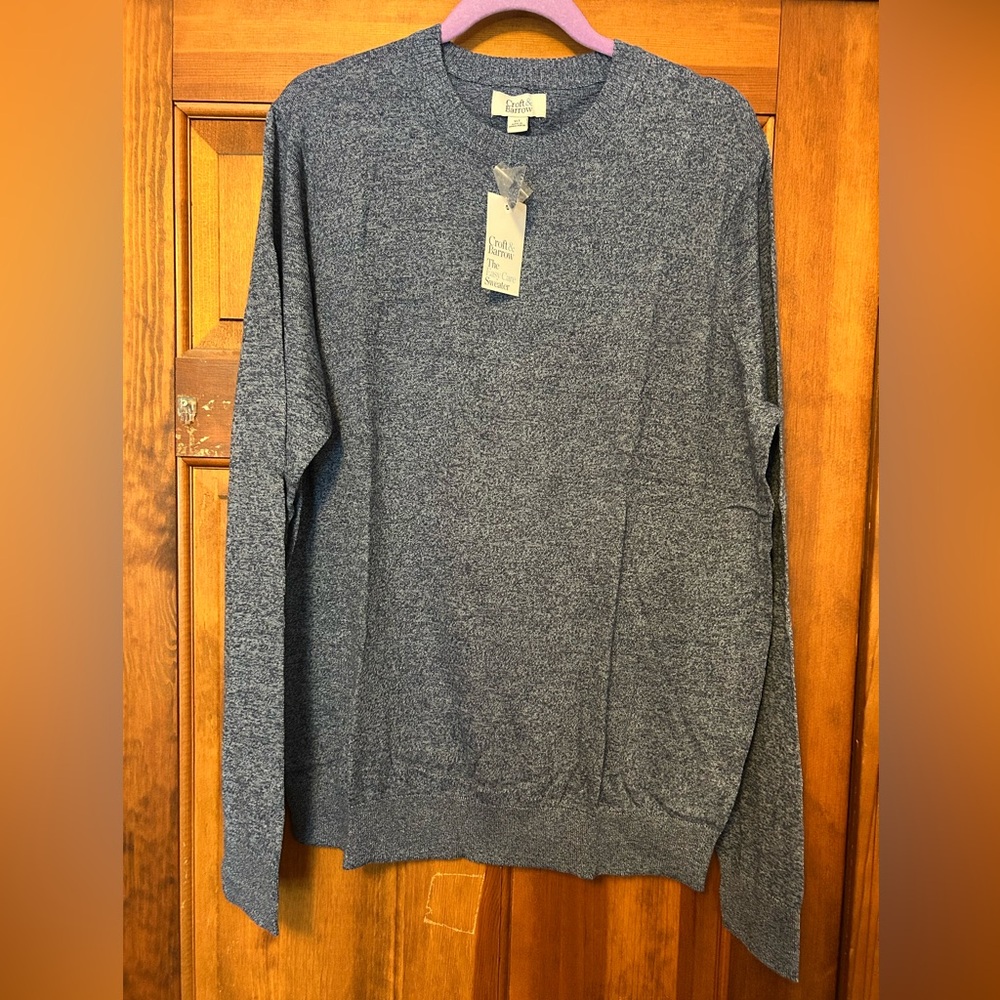 NWT Croft & Barrow XLT Easy Care Men's Heathered Blue Crewneck Sweater